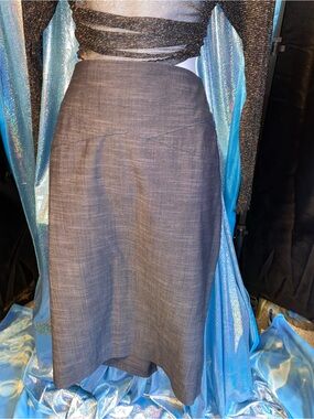 New York & Company, Classic High-Waist Blue Gray Midi Skirt